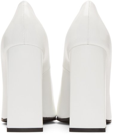 Balenciaga: White Rectangular Heel Pumps | SSENSE