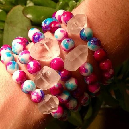 Crystal Bracelet // Tie Dye Beaded Bracelet // Stretchy | Etsy