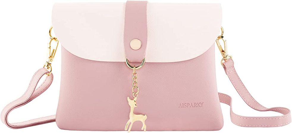 Amazon.com: AISPARKY Small Crossbody Purse,PU Leather Small Purse for Womens and Girls With Pendant With Strap/Gold Chain Strap (Pink) : Clothing, Shoes & Jewelry