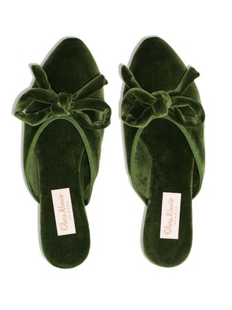 Shop green Olivia Morris At Home Daphne velvet slippers with Express Delivery - Farfetch