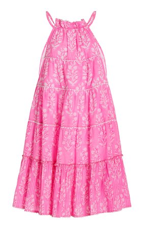 Juliet Dunn Tiered Floral Cotton Mini Dress