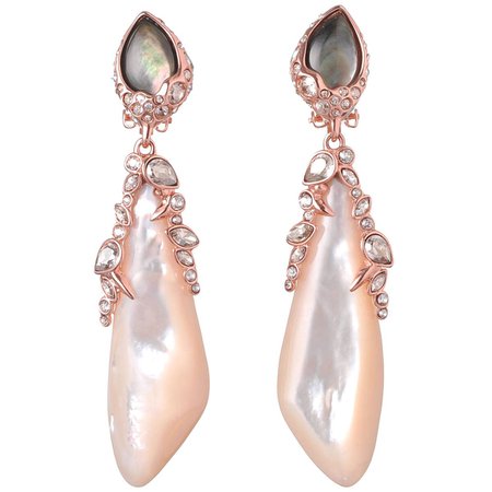 De Buman 18k Yellow Gold Plated or 18k Rose Gold Plated Mother of Pearl and Grey Shell Earrings