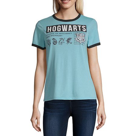 Juniors Womens Crew Neck Short Sleeve Harry Potter Graphic T-Shirt, Color: Lt Blue - JCPenney