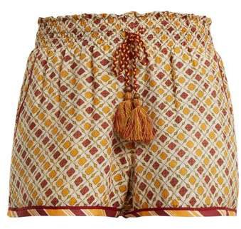 Talitha - Tutsi Graphic Print Cotton And Silk Blend Shorts - Womens - Orange