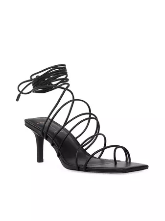 Shop Black Suede Studio Navi Mid Heel Sandal | Saks Fifth Avenue