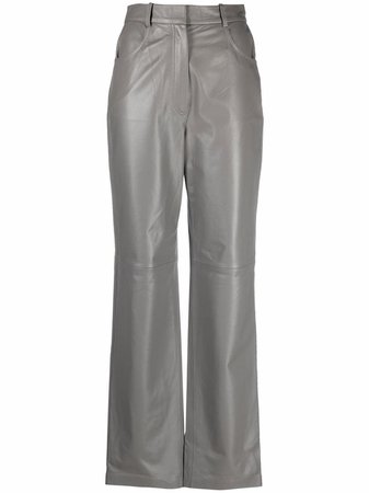 Shop 12 STOREEZ straight-leg leather trousers with Express Delivery - FARFETCH