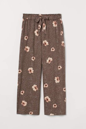 H&M+ Wide-cut Paper-bag Pants - Brown