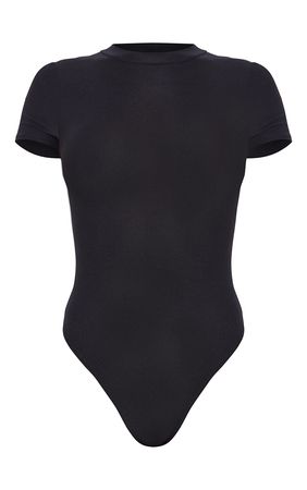 Black Soft Touch Short Sleeve Bodysuit | PrettyLittleThing USA