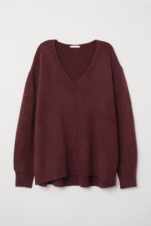 Fine-knit Sweater - Burgundy melange - Ladies | H&M US