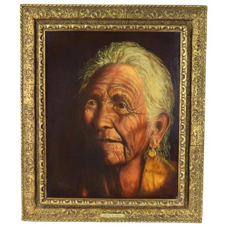 Vintage Finely Rendered Oil Painting Native American Woman : Colin Reed Art & Antiques | Ruby Lane
