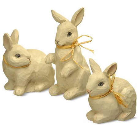 Ivory Rabbit Figurines with Bows, Set of 3 | Kirklands