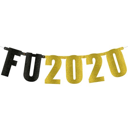 Glitter FU 2020 New Year's Letter Banner, 42in | Party City