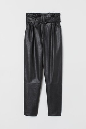 Ankle-length Pants with Belt - Black - Ladies | H&M US