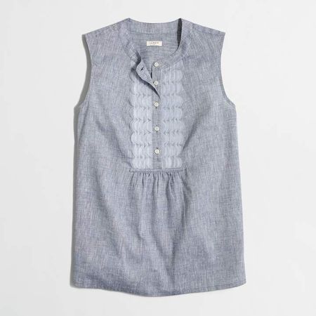 Chambray tank with embellished placket