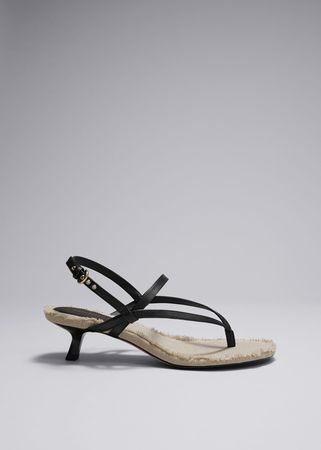 Fringed Leather Sandals - Black - Heeled sandals - & Other Stories US