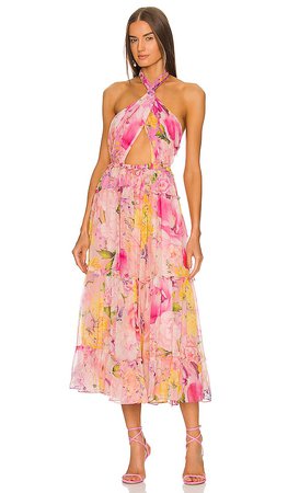 ROCOCO SAND Midi Dress in Pink & Peach | REVOLVE