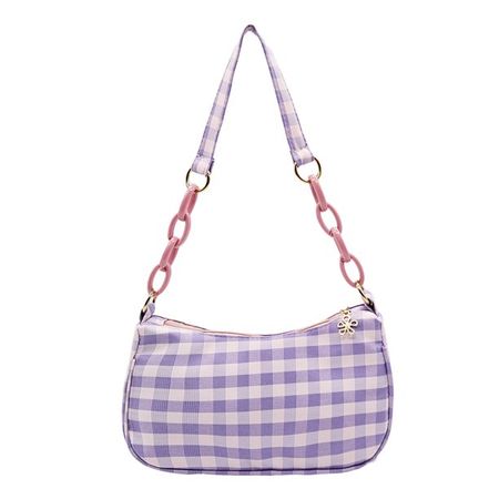LoyGkgas New Fashion Women Oxford Cloth Plaid Print Underarm Bag Chain Handbags (Purple) - Walmart.com
