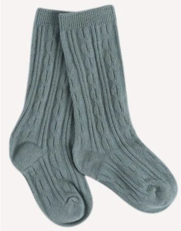 0-6 cable knit knee high socks jadeite organic cotton