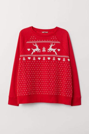 H&M+ Printed Sweatshirt - Red