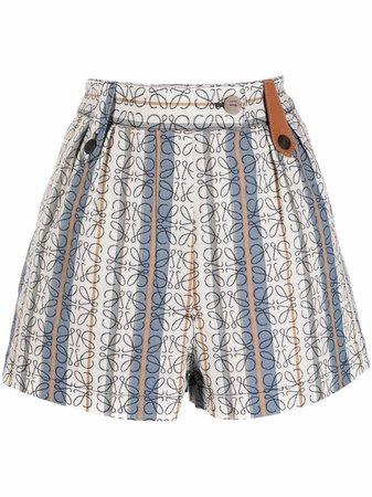 LOEWE Striped Anagram Pattern Shorts - Farfetch