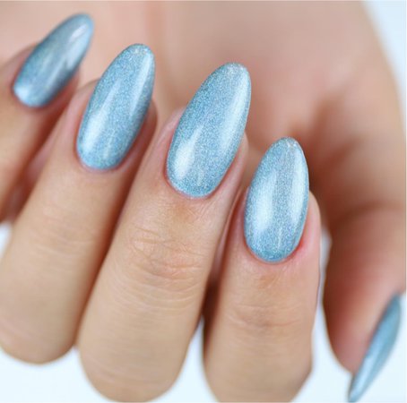 Icy blue shimmer nails