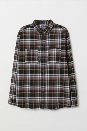 Cotton Flannel Shirt - Black/checked - Men | H&M US