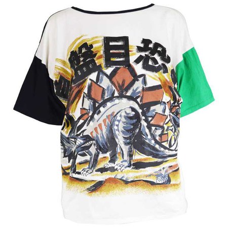 Kansai Yamamoto Women's Dinosaur T Shirt with 3D Spine Detail, 1980s For Sale at 1stdibs