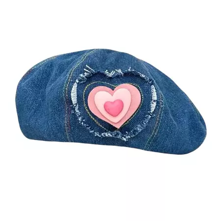 Heart Patch Denim Beret Hat | BOOOGZEL CLOTHING – Boogzel Clothing