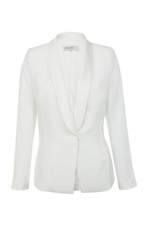 Clothing : Jackets : 'Grazia' White Crepe Tailored Tuxedo Jacket