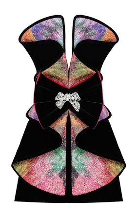 Strapless Multicloured Detailed Mini Dress With Crystal Bow Buckle by Raisa Vanessa | Moda Operandi