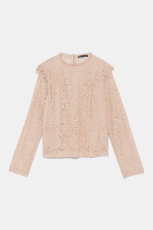 LACE TOP - NEW IN-WOMAN | ZARA United States beige pink