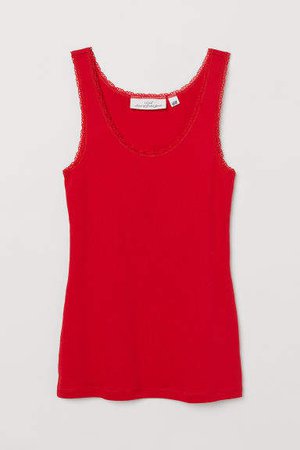 Tank Top with Lace - Red