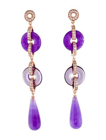 Angélique de Paris Hibiscus Lavender Drop Earrings - Earrings - WANGE21542 | The RealReal