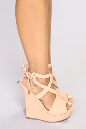 Double Crossed You Wedges - Nude