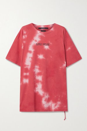 Oversized Printed Tie-dyed Cotton-jersey T-shirt - Papaya