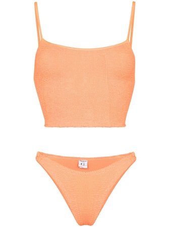 Shop orange Hunza G crinkle-effect bikini set with Express Delivery - Farfetch