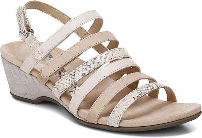Amazon.com | Vionic Women's Paradise Tess Backstrap Wedge-Ladies Comfortable Wedge Sandals that include Three-Zone Comfort with Orthotic Insole Arch Support Cream 8 Medium US | Shoes
