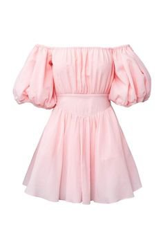 puffy pink off the shoulder mini dress