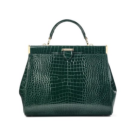 Large Florence Bag in Evergreen Croc | Aspinal of London