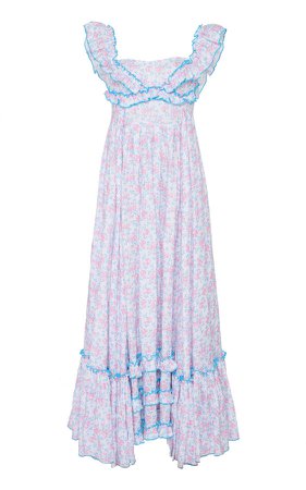 Layered Floral Linen Maxi Dress