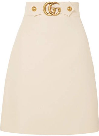 Embellished Wool And Silk-blend Skirt - Cream