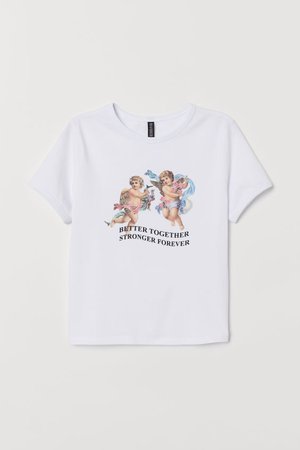T-shirt with Printed Design - White - Ladies | H&M US