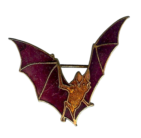 enameled gold-tone flying bat pin