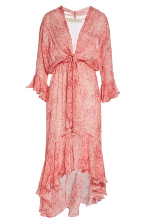 Adriana Degreas Ruffled Hydrangea Print Silk Cover-Up Dress | Nordstrom
