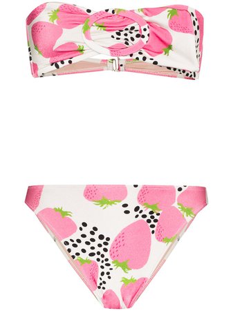 Adriana Degreas Strawberry-Print Bandeau Bikini Set Aw20 | Farfetch.Com