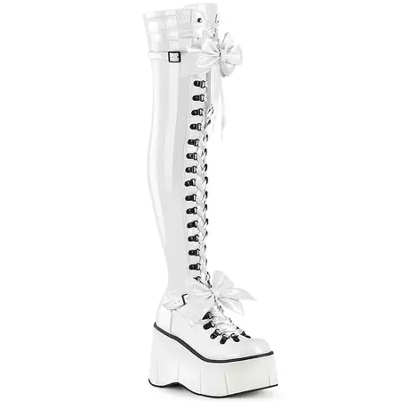 DEMONIA "Kera-303" Boots - White Stretch Patent – Demonia Cult