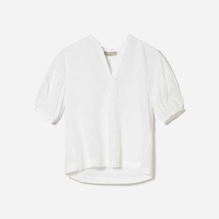 Women’s Split-Neck Puff-Sleeve Air Shirt | Everlane white