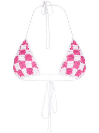 Frankies Bikinis Tia Checked Crochet Bikini Top - Farfetch