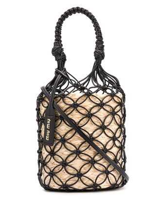 Miu Miu mesh straw bucket bag - FARFETCH