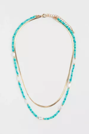 Double-strand Necklace - Gold-colored/turquoise - Ladies | H&M US
